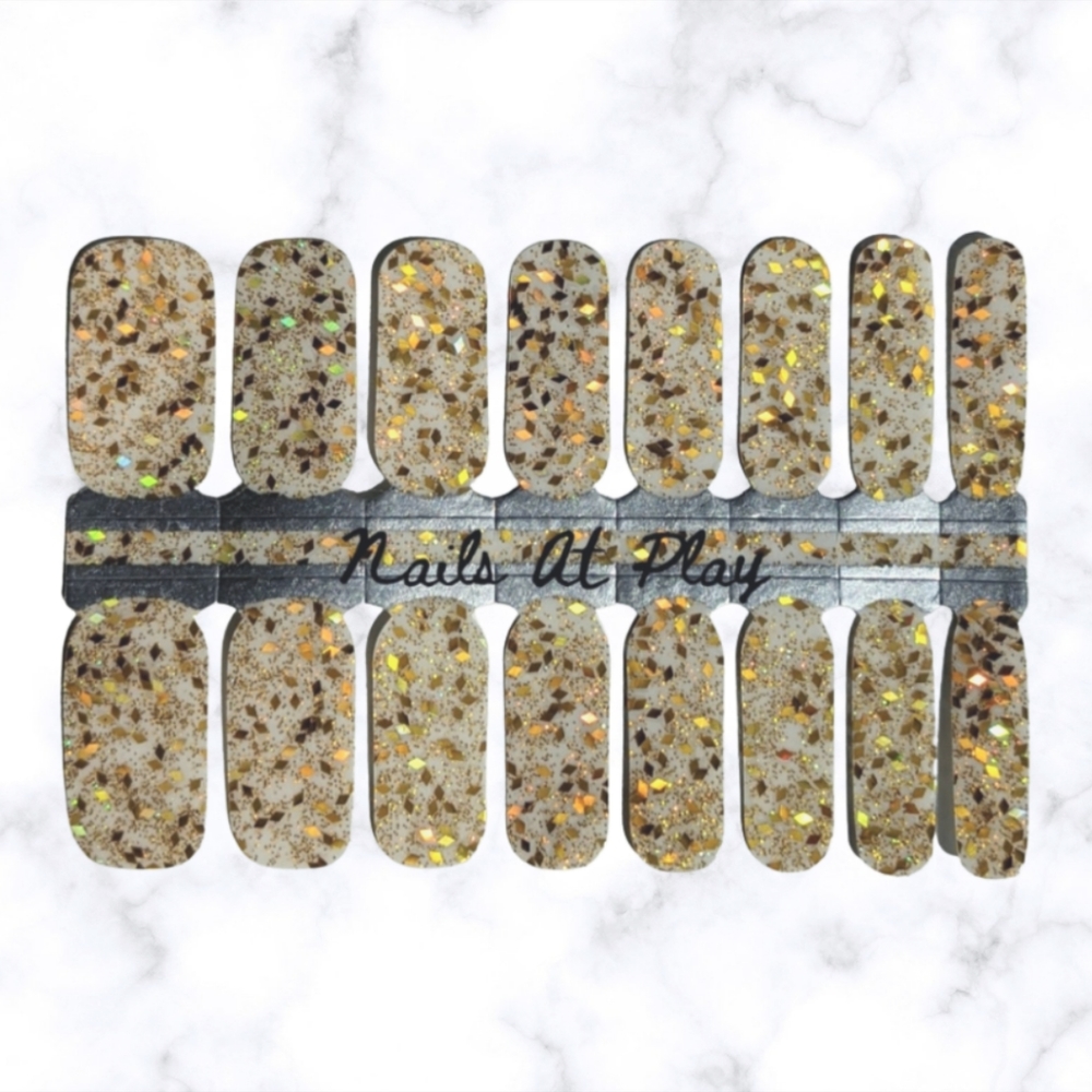 5 for $15 Nails Wraps- Gold Diamonds (transparent)